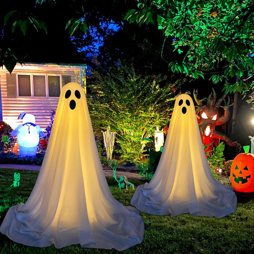 Assemble Ghost Decorations for Front Porch Yard